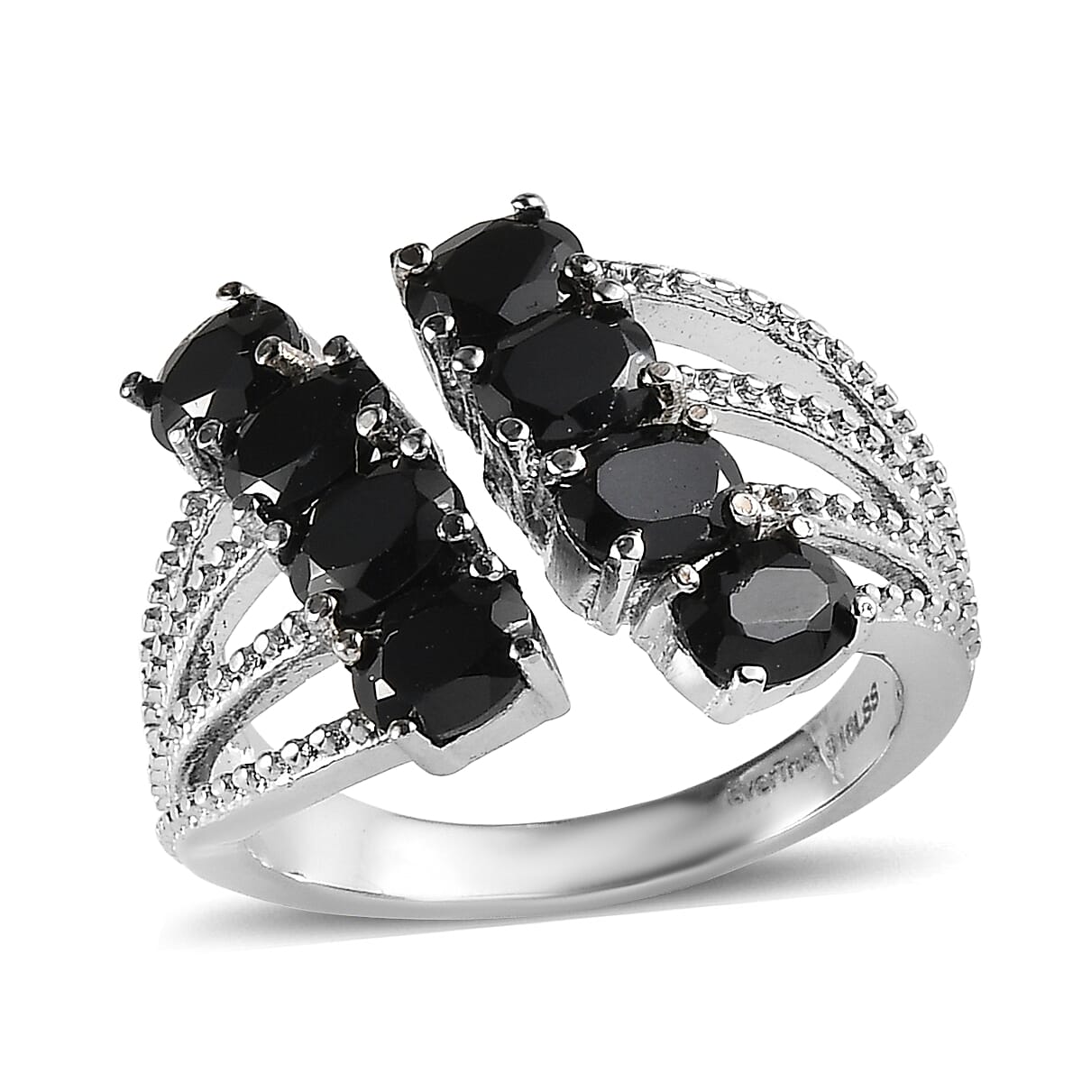 EverTrue Thai Black Spinel 4.30 ctw Ring in Stainless Steel (Size 7.0)  image number 0