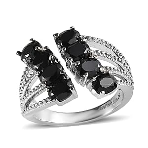 EverTrue Thai Black Spinel 4.30 ctw Ring in Stainless Steel (Size 7.0) 