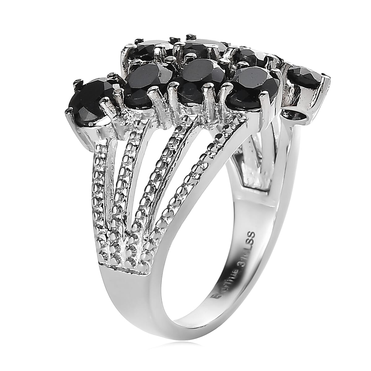 EverTrue Thai Black Spinel 4.30 ctw Ring in Stainless Steel (Size 7.0)  image number 3