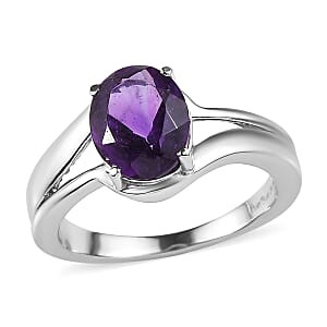 EverTrue African Amethyst 2.60 ctw Ring in Stainless Steel (Size 10.0)