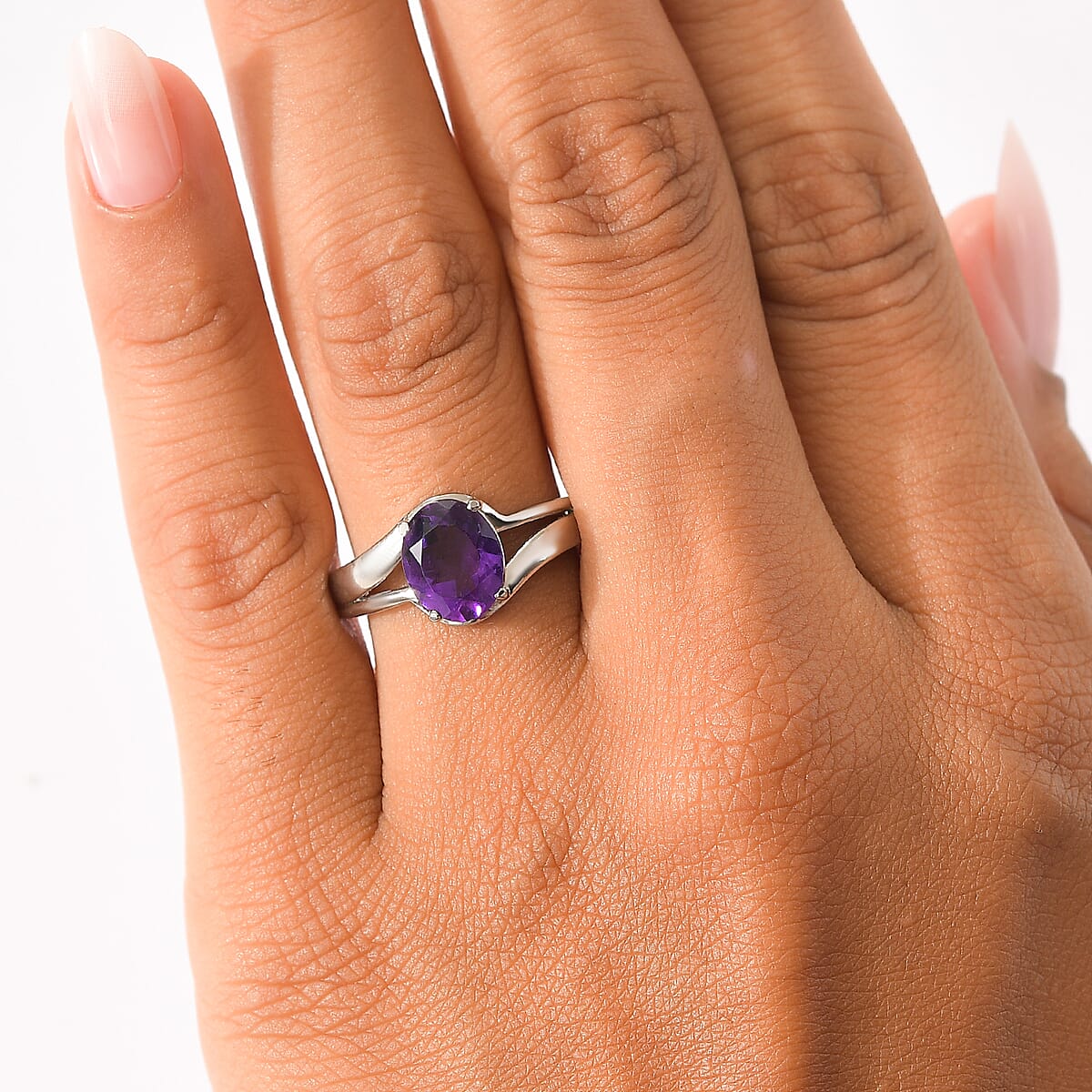 EverTrue African Amethyst Ring in Stainless Steel (Size 10.0) 2.60 ctw image number 2