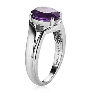 EverTrue African Amethyst Ring in Stainless Steel 2.60 ctw (Size 10.0)