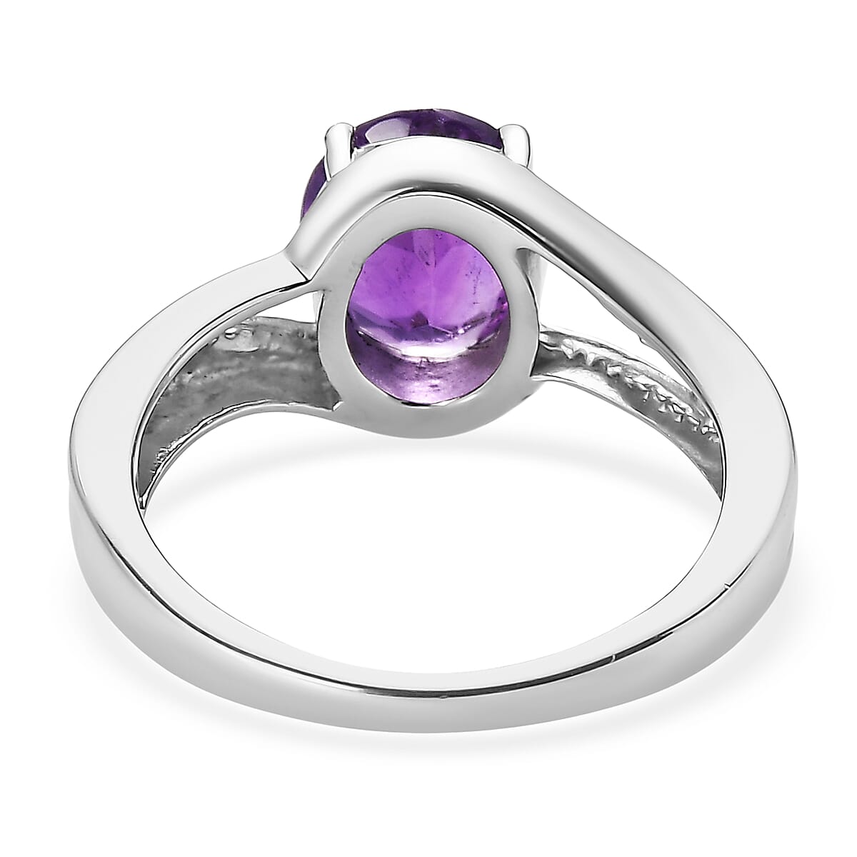 EverTrue African Amethyst Ring in Stainless Steel 2.60 ctw (Size 7.0) image number 4