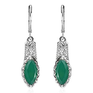 EverTrue Green Onyx 3.70 ctw Lever Back Earrings in Stainless Steel 