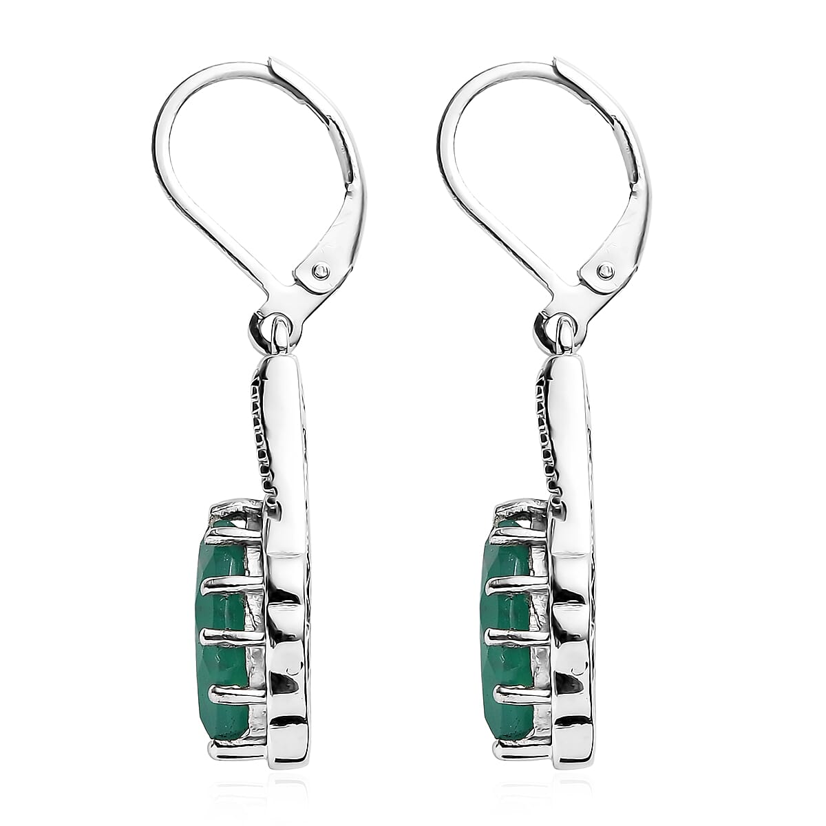 EverTrue Green Onyx 3.70 ctw Lever Back Earrings in Stainless Steel  image number 3