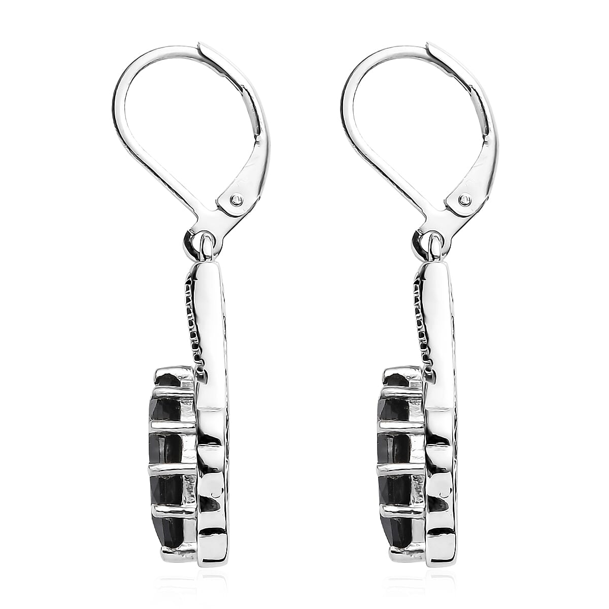 EverTrue Thai Black Spinel 4.30 ctw Lever Back Earrings in Stainless Steel  image number 3