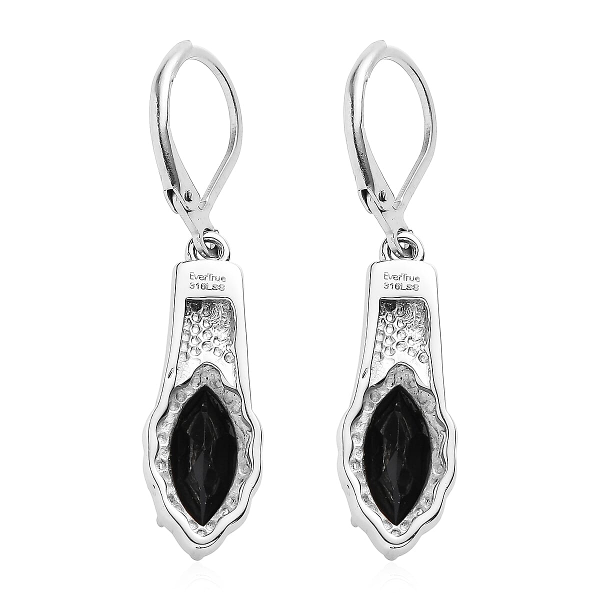 EverTrue Thai Black Spinel 4.30 ctw Lever Back Earrings in Stainless Steel  image number 4
