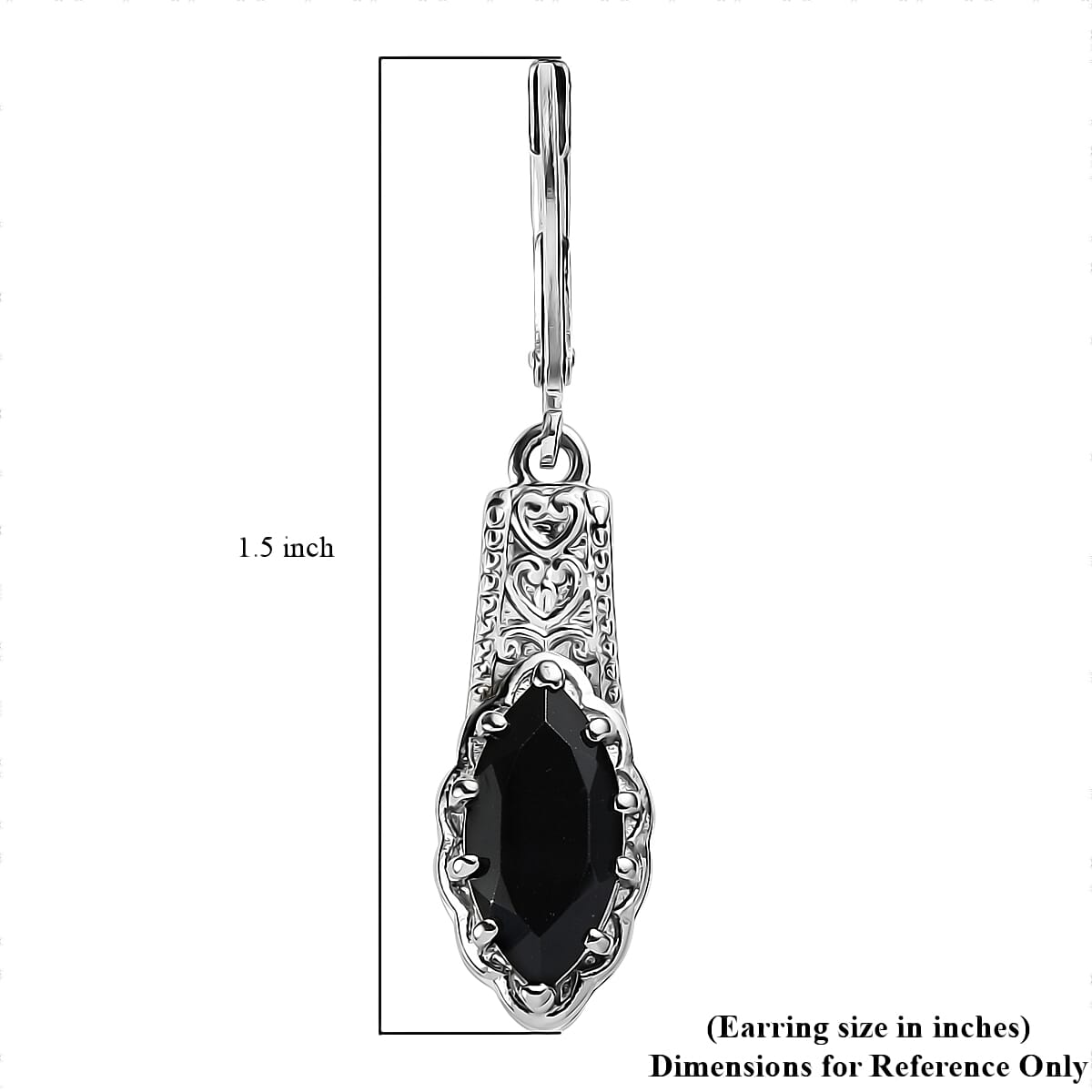 EverTrue Thai Black Spinel 4.30 ctw Lever Back Earrings in Stainless Steel  image number 5
