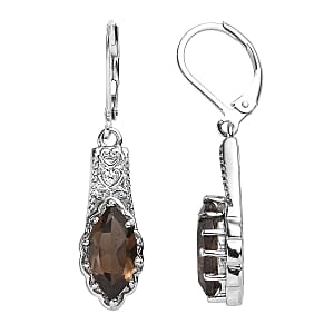EverTrue Brazilian Smoky Quartz 3.70 ctw Lever Back Earrings in Stainless Steel 