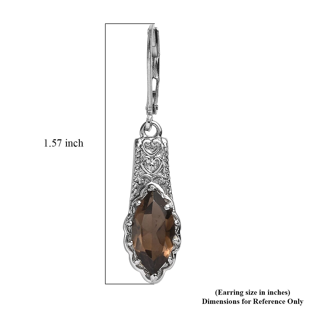 EverTrue Brazilian Smoky Quartz 3.70 ctw Lever Back Earrings in Stainless Steel  image number 5