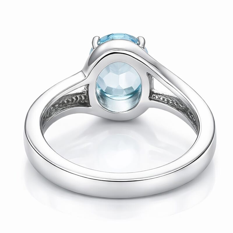 EverTrue Sky Blue Topaz 3.25 ctw Split Shank Ring in Stainless Steel (Size 10.0)