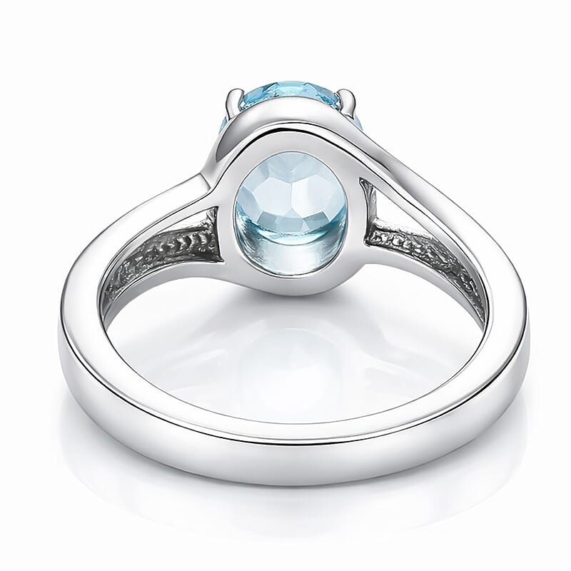 EverTrue Sky Blue Topaz 3.25 ctw Split Shank Ring in Stainless Steel (Size 10.0)