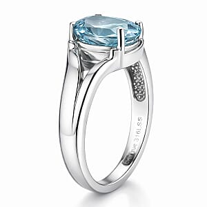 EverTrue Sky Blue Topaz 3.25 ctw Split Shank Ring in Stainless Steel (Size 6.0)