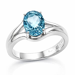 EverTrue Sky Blue Topaz 3.25 ctw Split Shank Ring in Stainless Steel (Size 9.0)