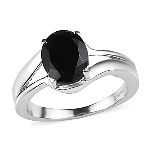 EverTrue Thai Black Spinel 3.35 ctw Ring in Stainless Steel (Size 10.0)