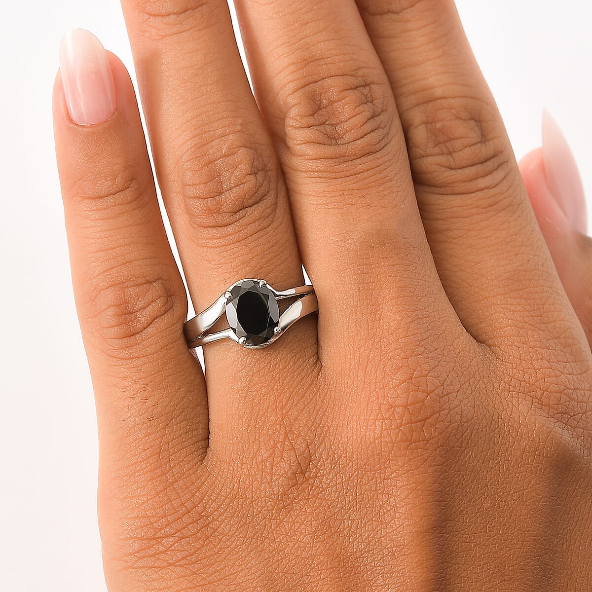 EverTrue Thai Black Spinel 3.35 ctw Ring in Stainless Steel (Size 10.0) image number 2