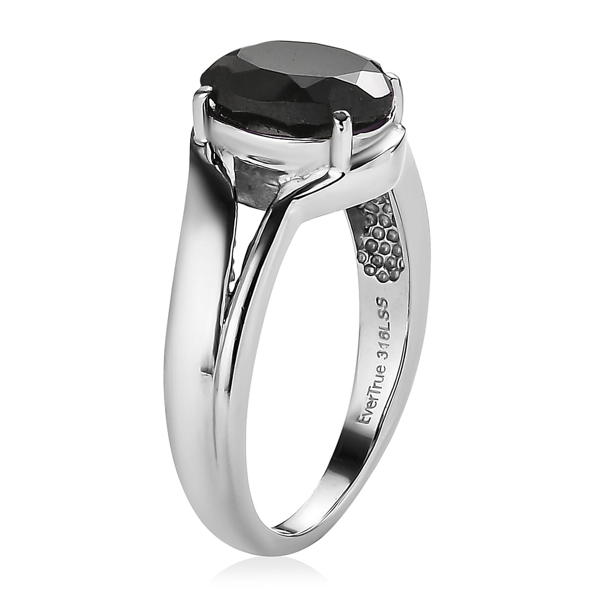 EverTrue Thai Black Spinel 3.35 ctw Ring in Stainless Steel (Size 10.0) image number 3