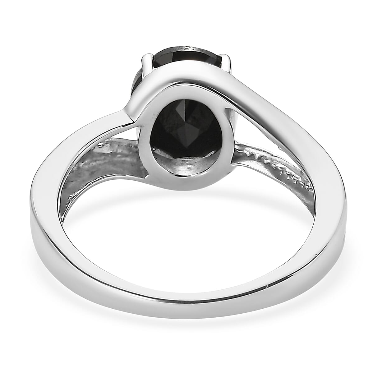 EverTrue Thai Black Spinel 3.35 ctw Ring in Stainless Steel (Size 10.0) image number 4