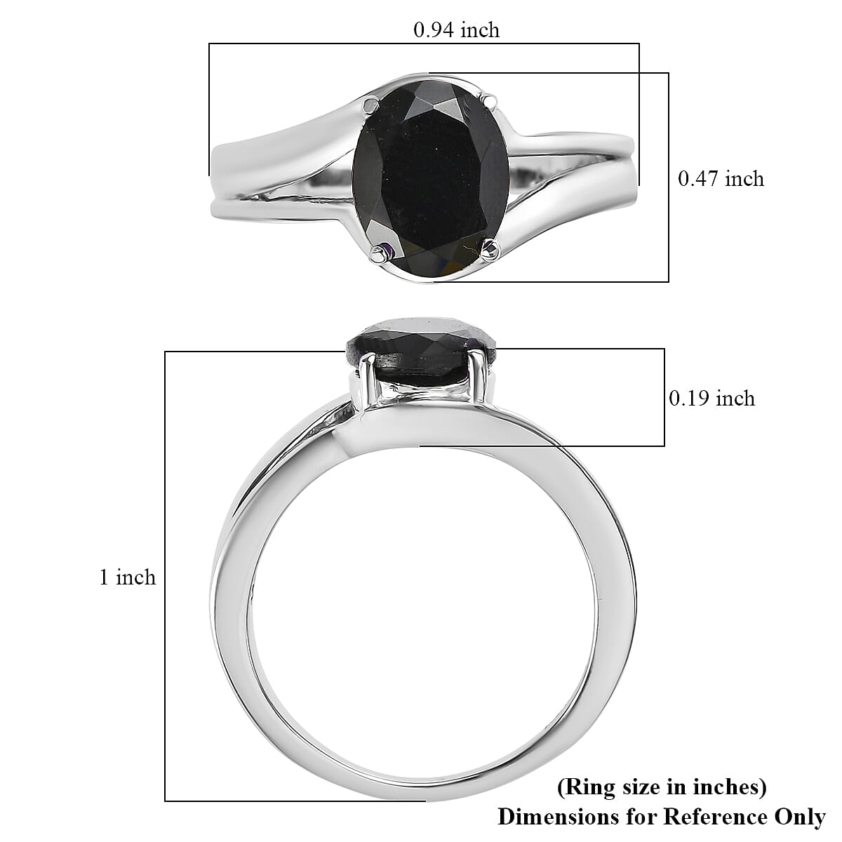 EverTrue Thai Black Spinel 3.35 ctw Ring in Stainless Steel (Size 10.0) image number 5