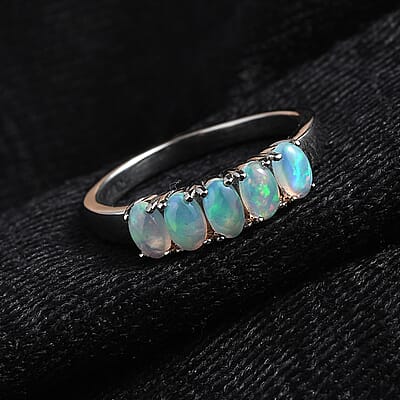 EverTrue Ethiopian Welo Opal Ring in Stainless Steel 0.85 ctw (Size 10.0)