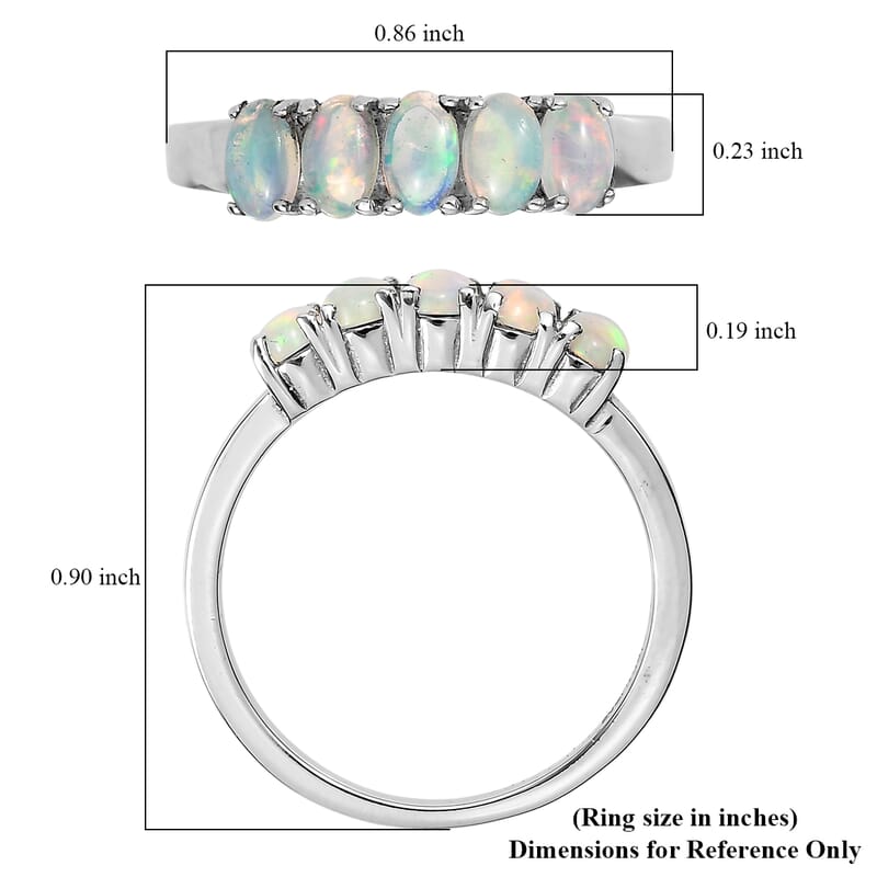 EverTrue Ethiopian Welo Opal Ring in Stainless Steel 0.85 ctw (Size 10.0)