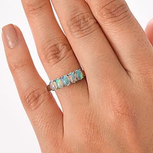 EverTrue Ethiopian Welo Opal Ring in Stainless Steel 0.85 ctw (Size 5.0)