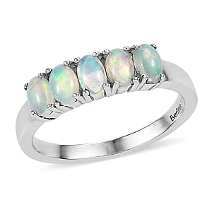EverTrue Ethiopian Welo Opal 0.85 ctw Ring in Stainless Steel (Size 8.0)
