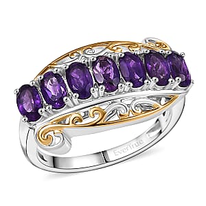 EverTrue African Amethyst 1.40 ctw Ring 18K YG Plated and Platinum Bond (Size 10.0)