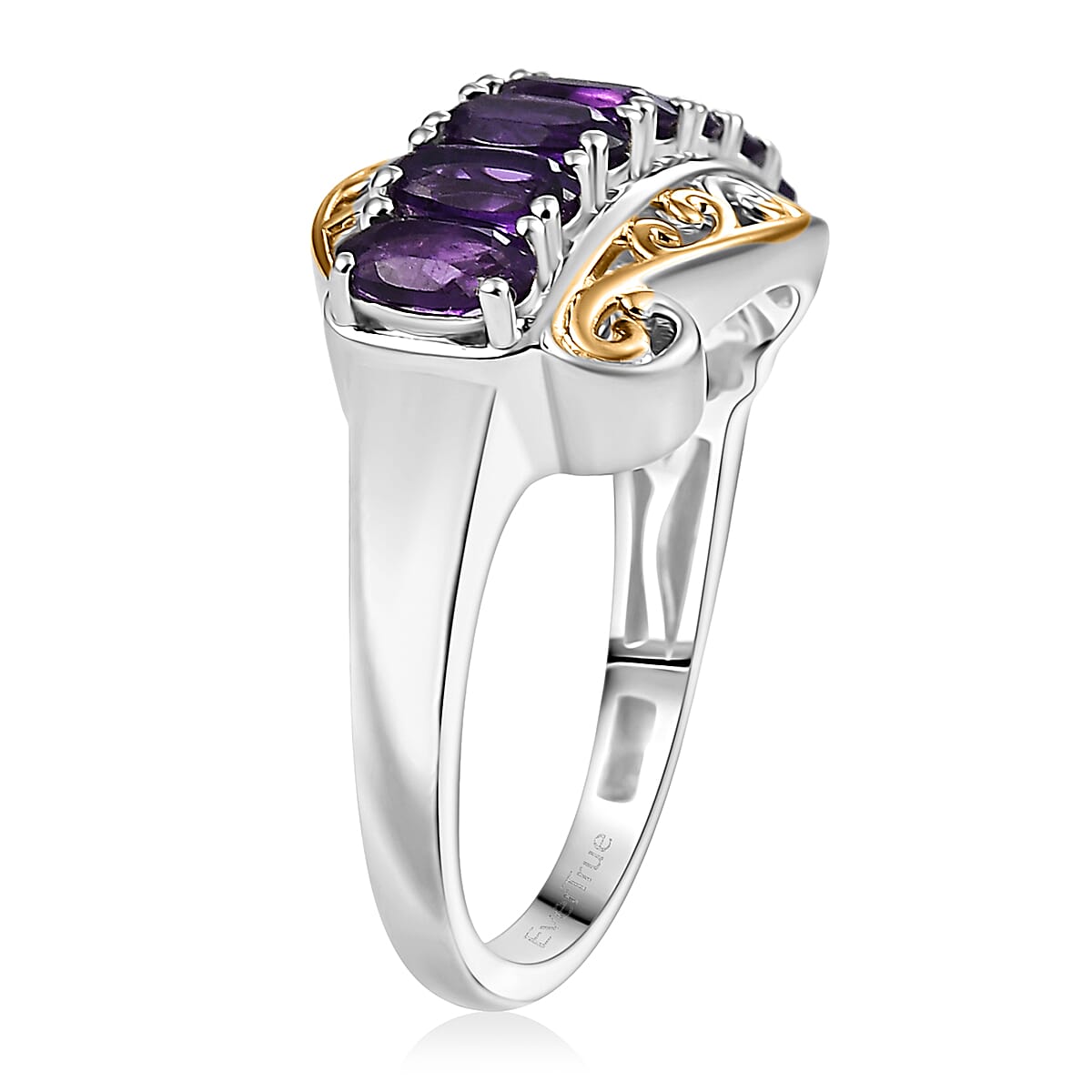EverTrue African Amethyst 1.40 ctw Ring 18K YG Plated and Platinum Bond (Size 10.0) image number 3