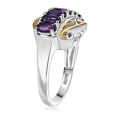 EverTrue African Amethyst 1.40 ctw Ring 18K YG Plated and Platinum Bond (Size 10.0)