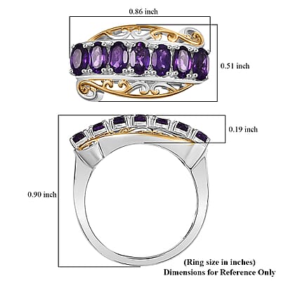 EverTrue African Amethyst 1.40 ctw Ring 18K YG Plated and Platinum Bond (Size 10.0)