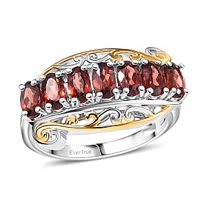 EverTrue Mozambique Garnet 2.30 ctw Ring 18K YG Plated and Platinum Bond (Size 10.0)