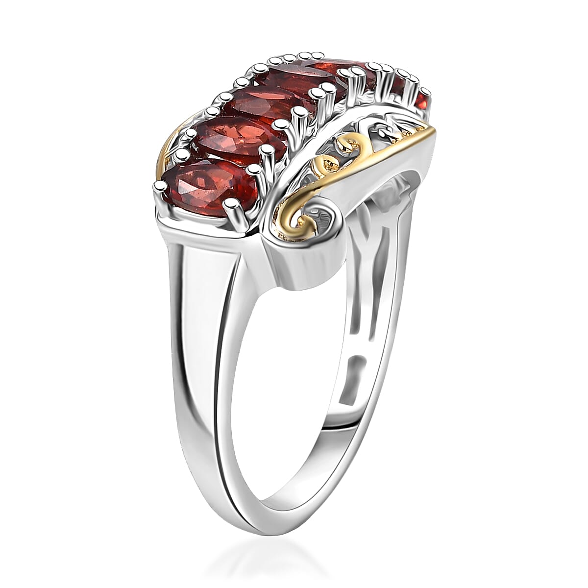 EverTrue Mozambique Garnet 2.30 ctw Ring 18K YG Plated and Platinum Bond (Size 10.0) image number 3