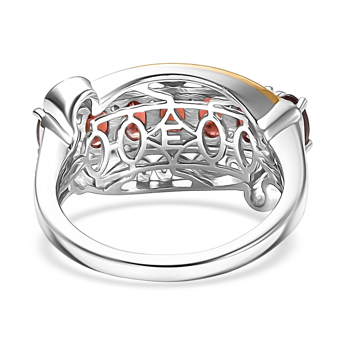 EverTrue Mozambique Garnet 2.30 ctw Ring 18K YG Plated and Platinum Bond (Size 10.0) image number 4