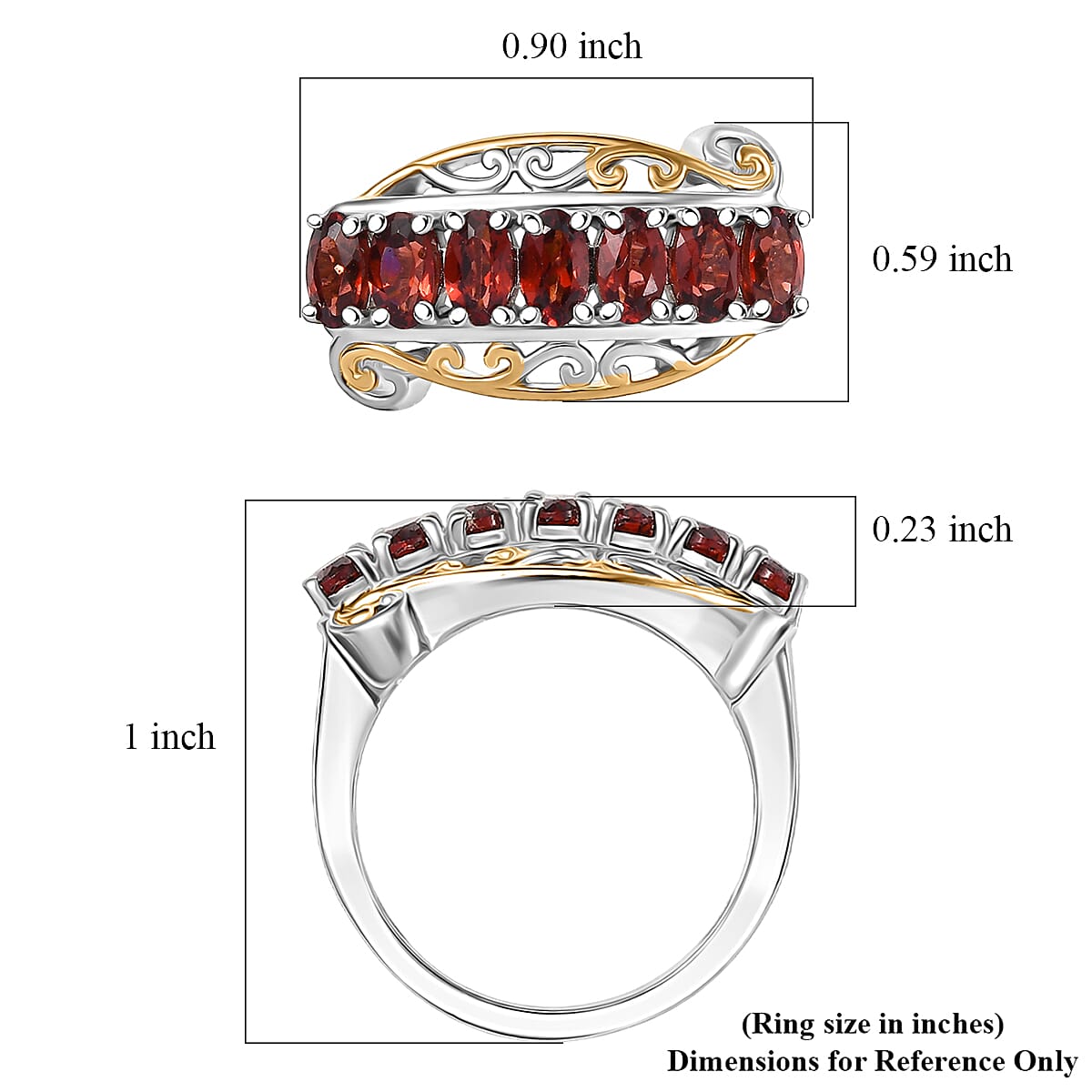 EverTrue Mozambique Garnet 2.30 ctw Ring 18K YG Plated and Platinum Bond (Size 10.0) image number 5