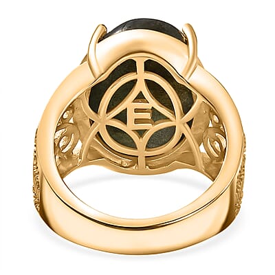 EverTrue Malagasy Labradorite 12.75 ctw Solitaire Ring in 18K Yellow Gold Plated (Size 10.0)