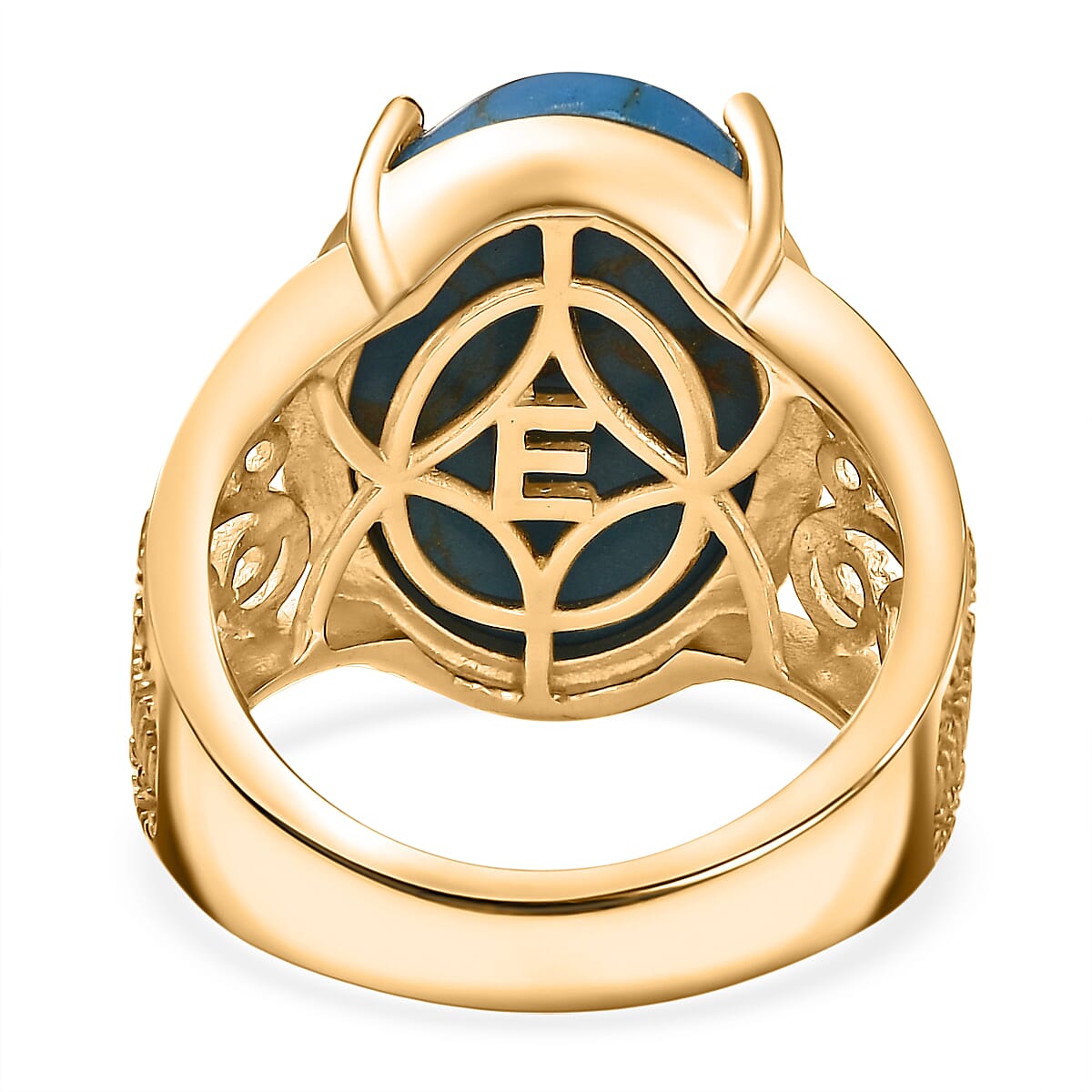 EverTrue Mojave Blue Turquoise 10.75 ctw Solitaire Ring 18K YG Plated (Size 10.0) image number 4