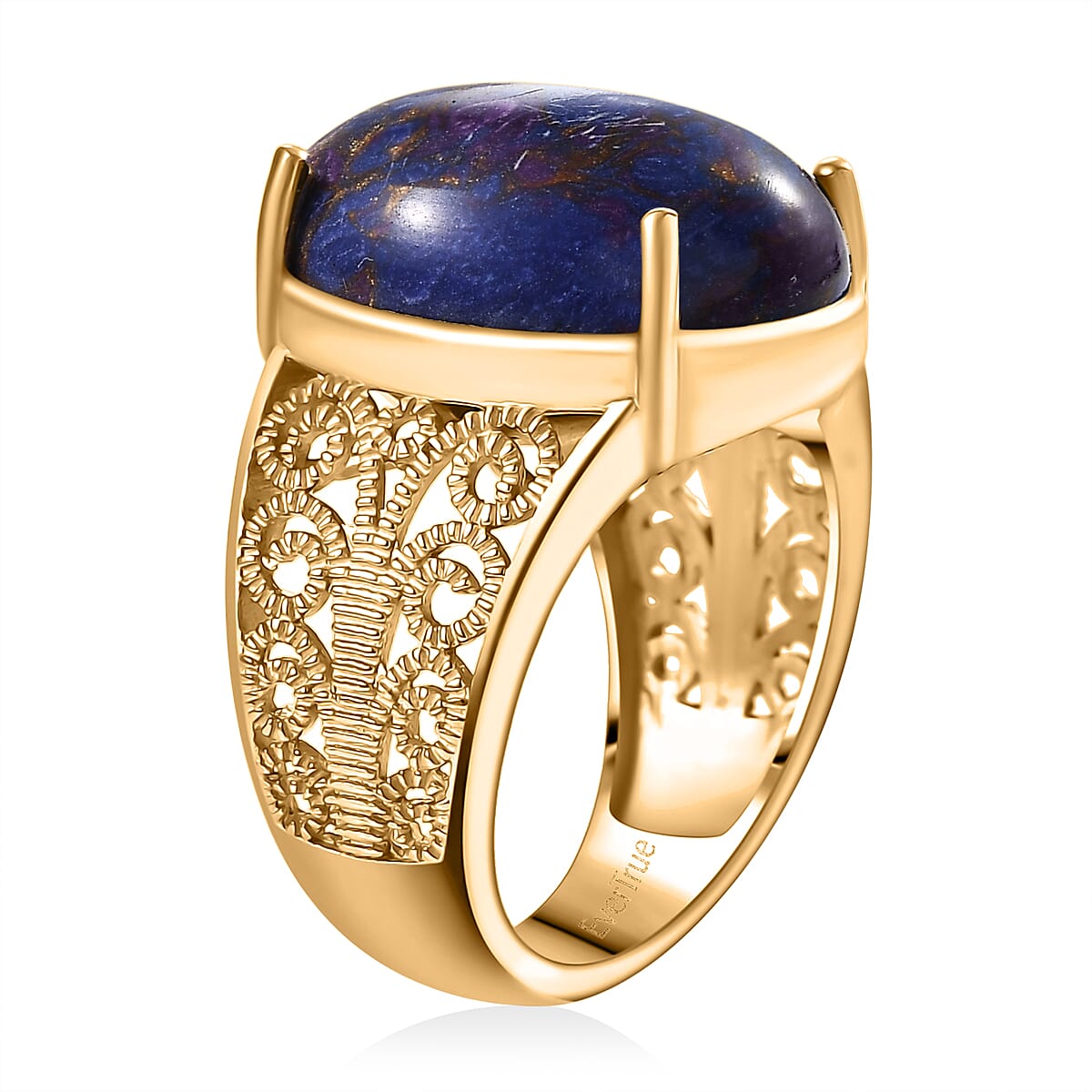 EverTrue Mojave Purple Turquoise 10.75 ctw Solitaire Ring in 18K YG Plated (Size 10.0) image number 3