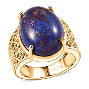 EverTrue Mojave Purple Turquoise 10.75 ctw Solitaire Ring in 18K YG Plated (Size 6.0)