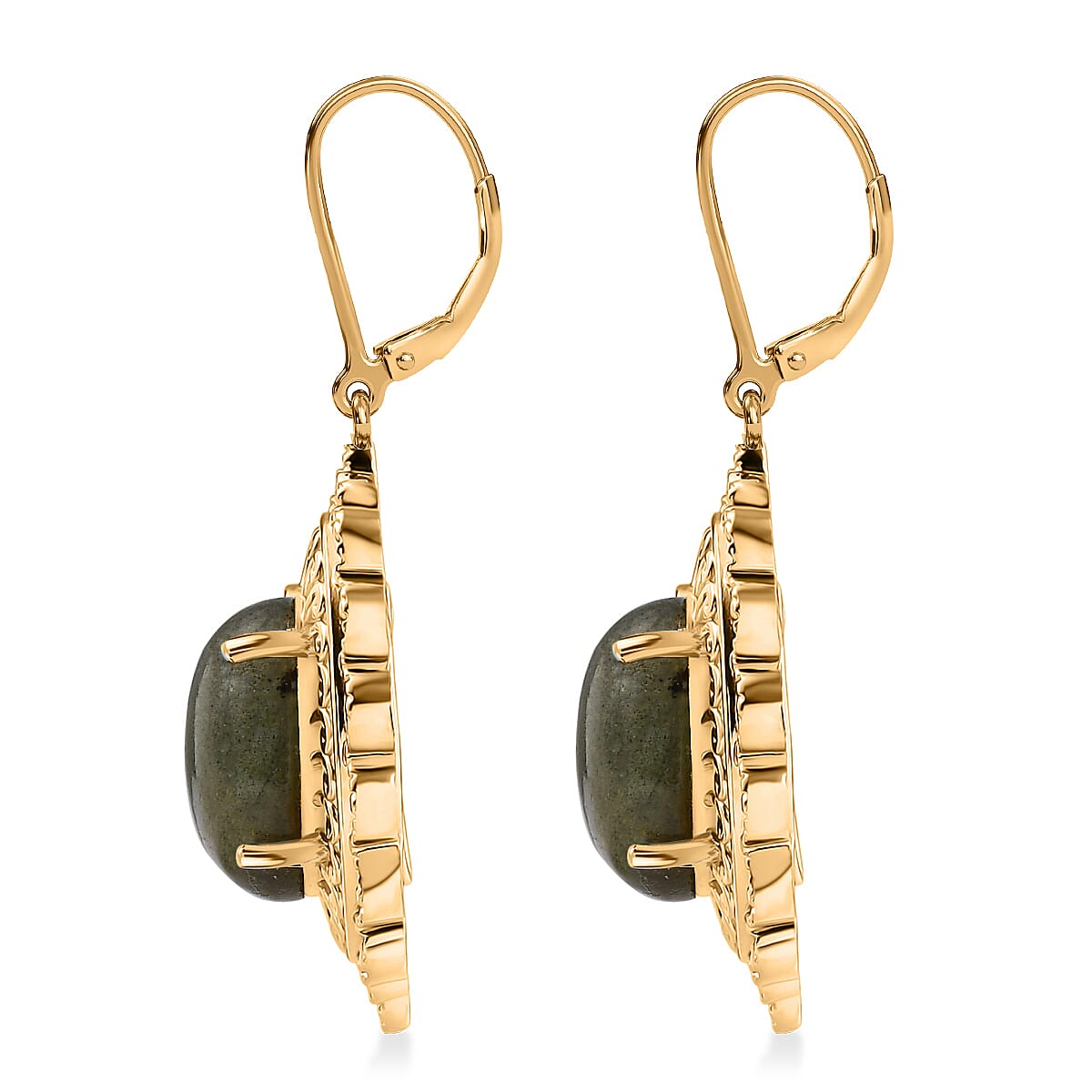 EverTrue Malagasy Labradorite 13.65 ctw Lever Back Earrings in 18K Yellow Gold Plated image number 3