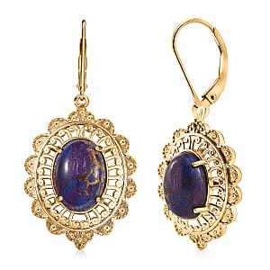EverTrue Mojave Purple Turquoise 9.50 ctw Lever Back Earring 18K YG Plated