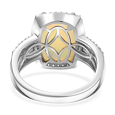 D'Joy Premium Ethiopian Welo Opal and Multi Gemstone 5.50 ctw Celestial Light Ring in Rhodium Over Sterling Silver (Size 10.0)