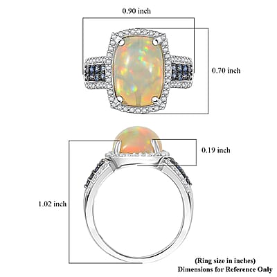 D'Joy Premium Ethiopian Welo Opal and Multi Gemstone 5.50 ctw Celestial Light Ring in Rhodium Over Sterling Silver (Size 10.0)