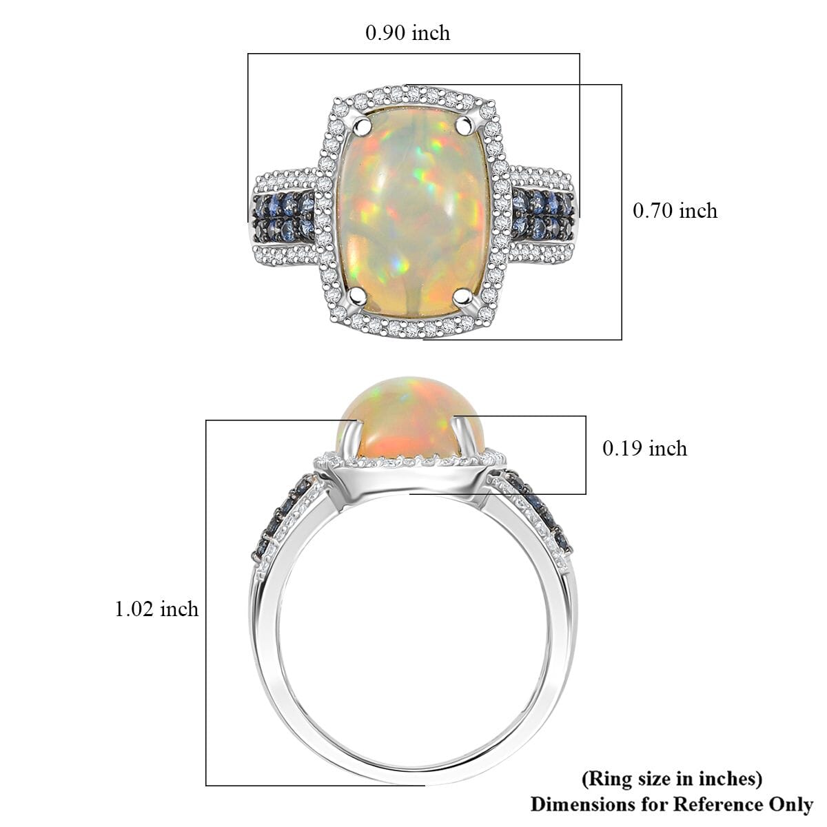 D’Joy Premium Ethiopian Welo Opal and Multi Gemstone 5.50 ctw Ring in Rhodium Over Sterling Silver (Size 8.0) image number 5