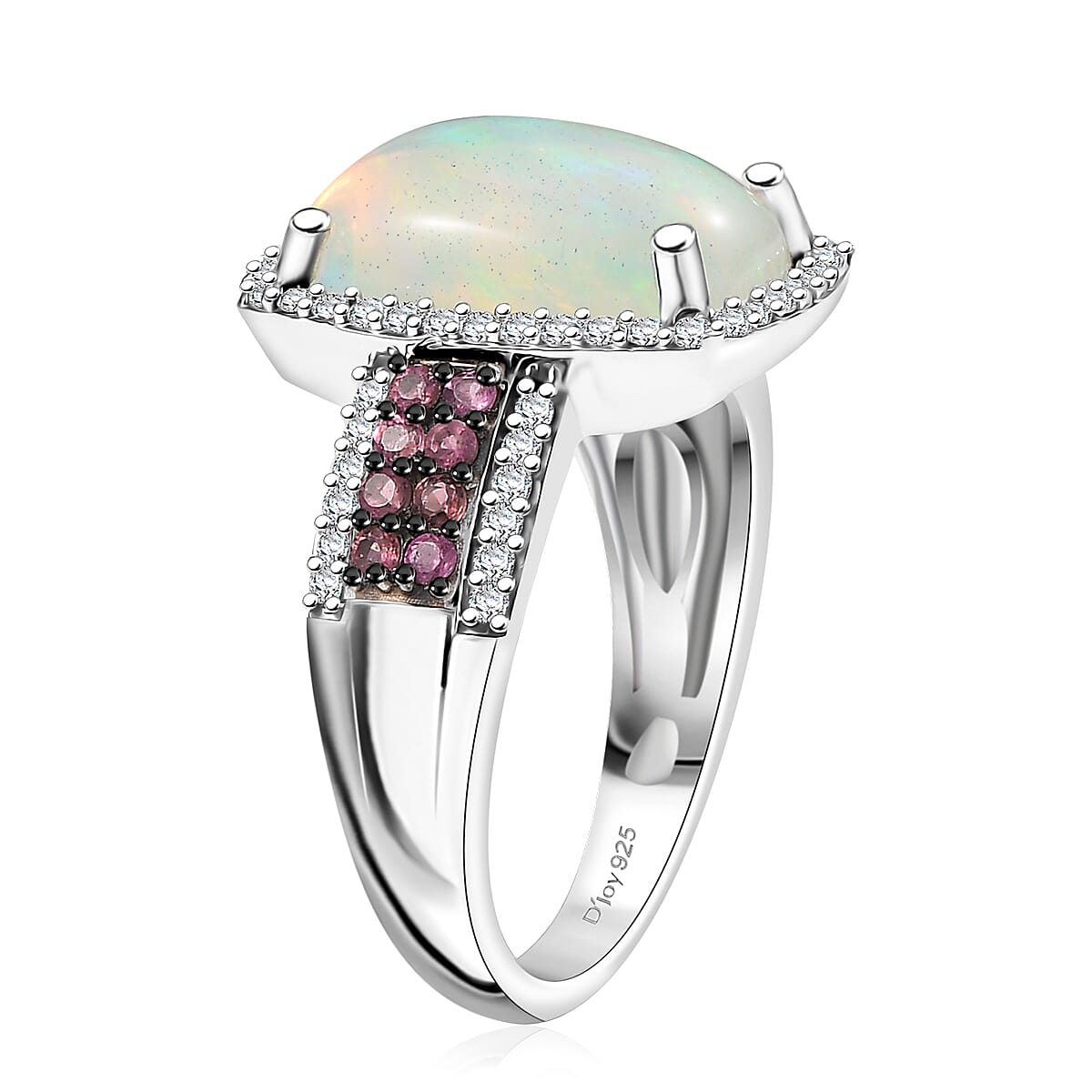 D’Joy Premium Ethiopian Welo Opal and Multi Gemstone 5.20 ctw Celestial Light Ring in Rhodium Over Sterling Silver (Size 6.0)  image number 3