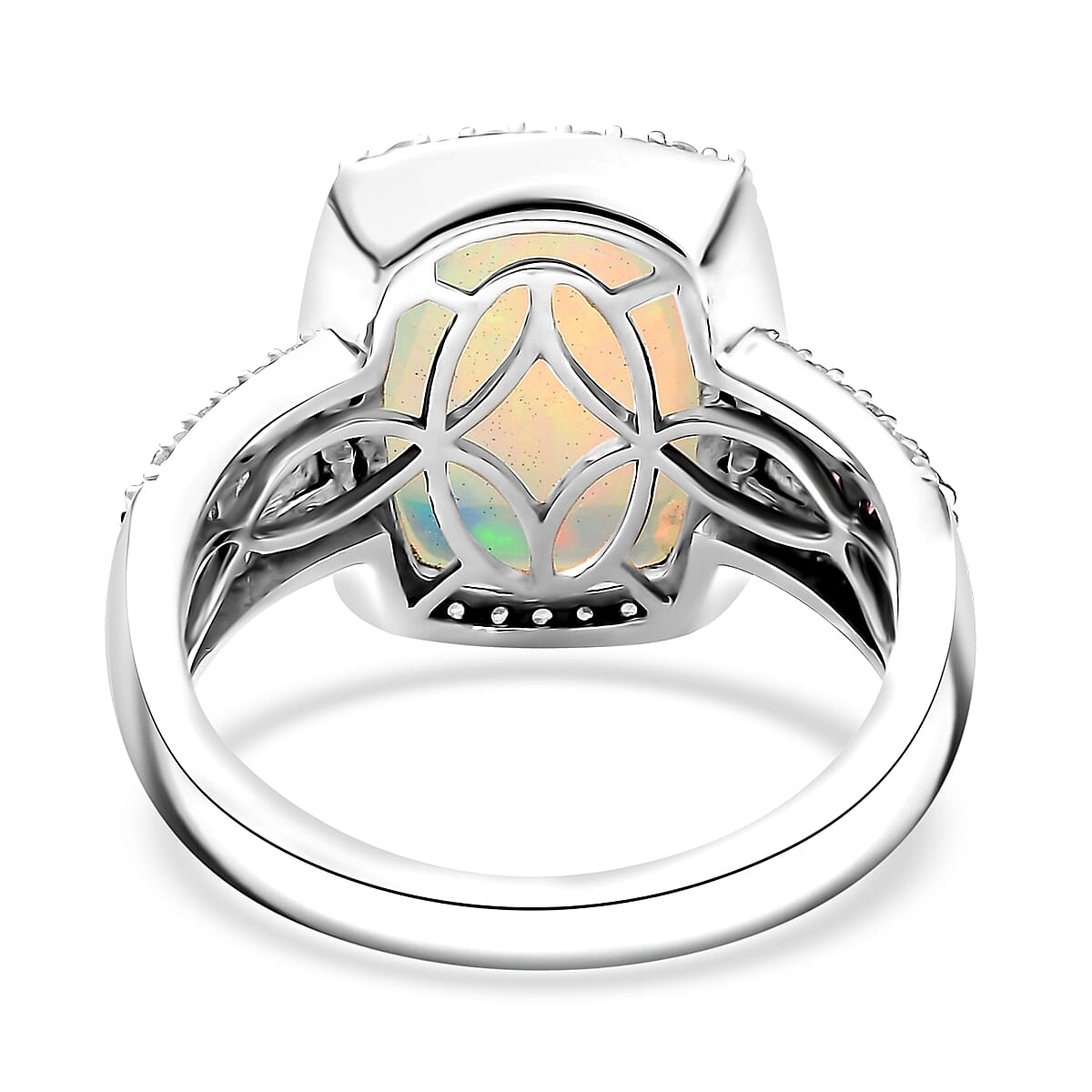 D’Joy Premium Ethiopian Welo Opal and Multi Gemstone 5.20 ctw Celestial Light Ring in Rhodium Over Sterling Silver (Size 6.0)