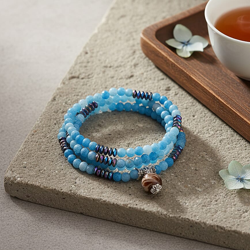 Blue Onyx and Hematite Beaded Strand 220.00 ctw