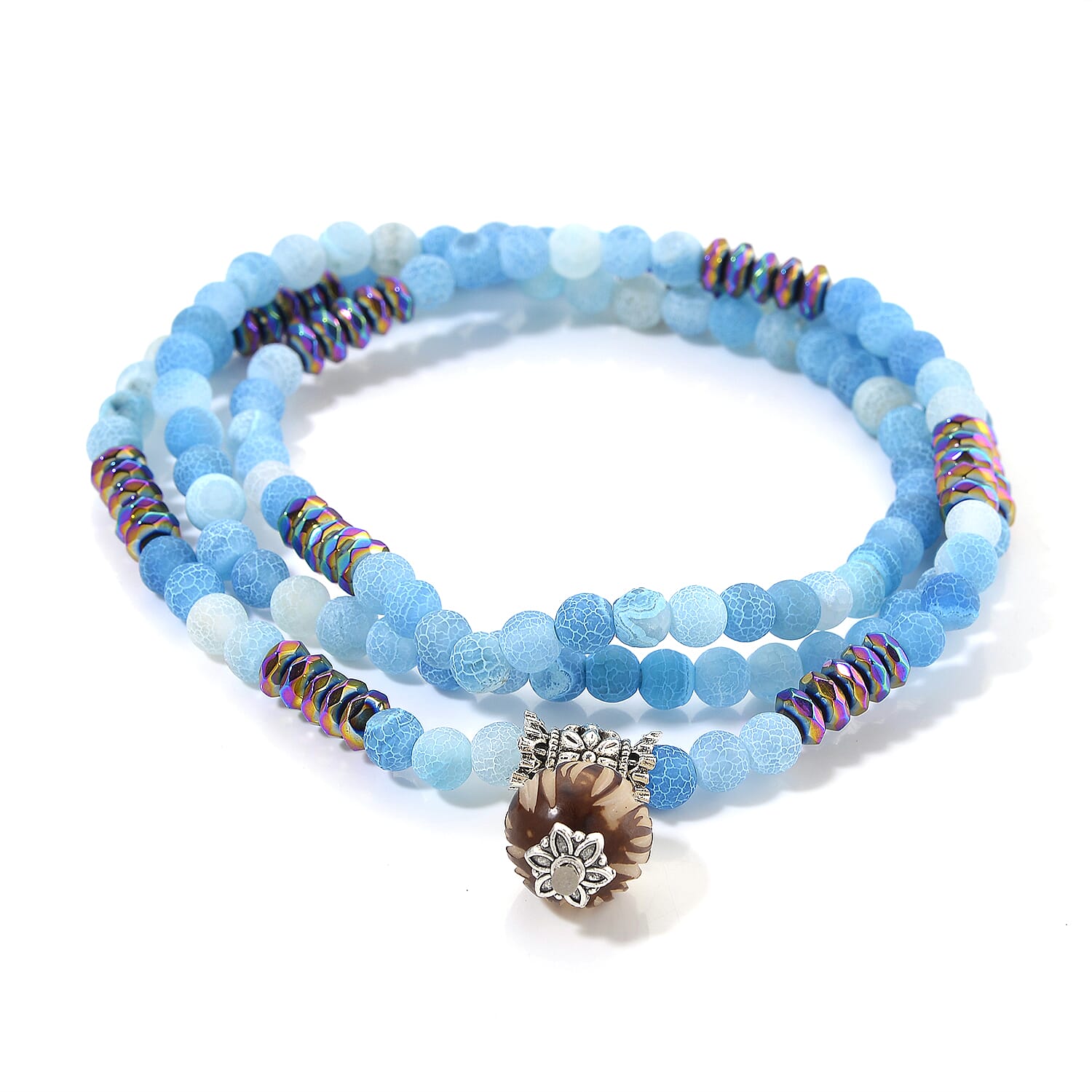 Blue Onyx and Hematite Beaded Strand 220.00 ctw