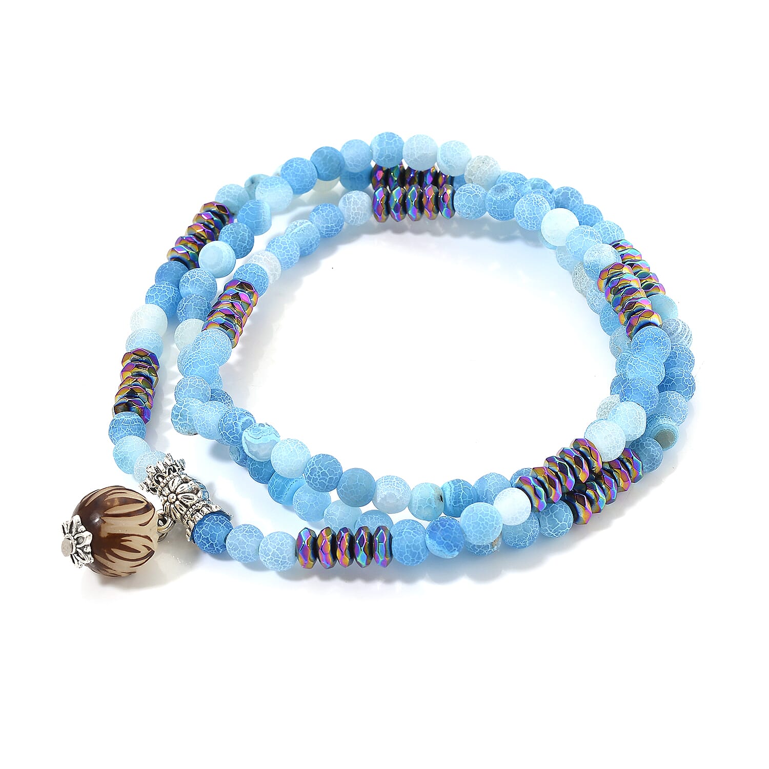 Blue Onyx and Hematite Beaded Strand 220.00 ctw