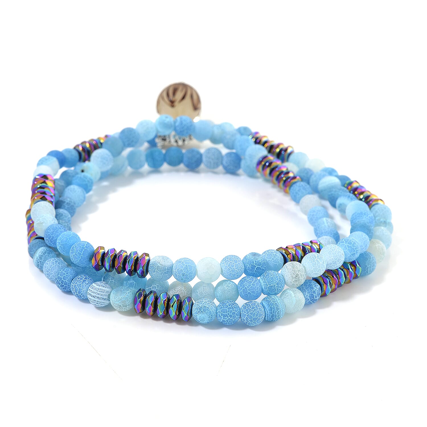 Blue Onyx and Hematite Beaded Strand 220.00 ctw